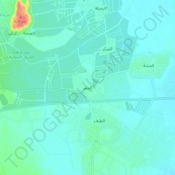 Mapa topográfico Al Jafr, altitud, relieve