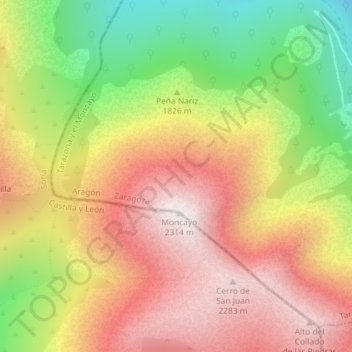 Mapa topográfico Sistema Ibérico, altitud, relieve