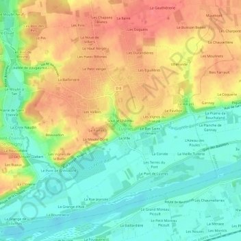 Mapa topográfico Sous le Château, altitud, relieve