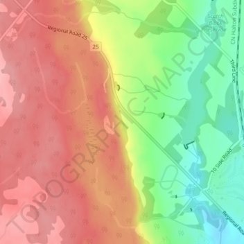 Mapa topográfico Niagara Escarpment, altitud, relieve