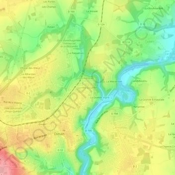 Mapa topográfico La Ville Goudelin, altitud, relieve