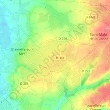 Mapa topográfico L'Ostende, altitud, relieve