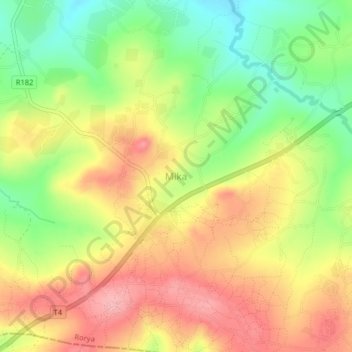 Mapa topográfico Mika, altitud, relieve