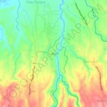 Mapa topográfico Mabato, altitud, relieve