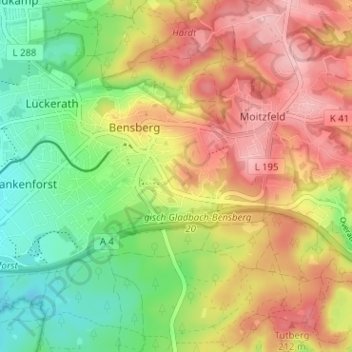 Mapa topográfico Bockenberg, altitud, relieve