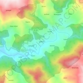 Mapa topográfico gadera, altitud, relieve