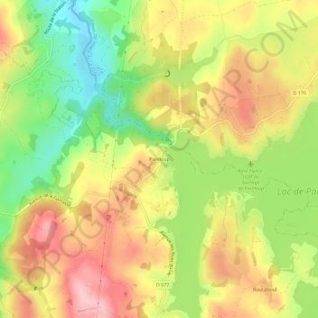 Mapa topográfico Pareloup, altitud, relieve