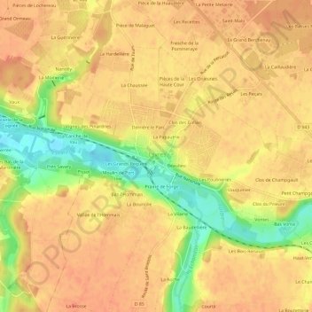 Mapa topográfico Le Bourg, altitud, relieve