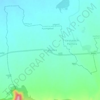 Mapa topográfico Umarvihire, altitud, relieve