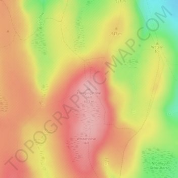 Mapa topográfico Hangingstone Hill, altitud, relieve