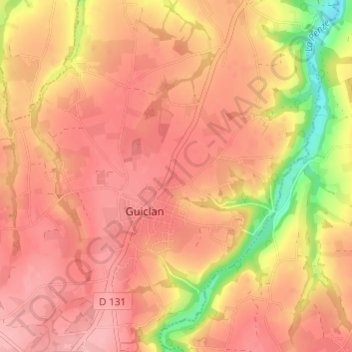Mapa topográfico Keradennec, altitud, relieve