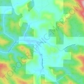 Mapa topográfico Comptche, altitud, relieve