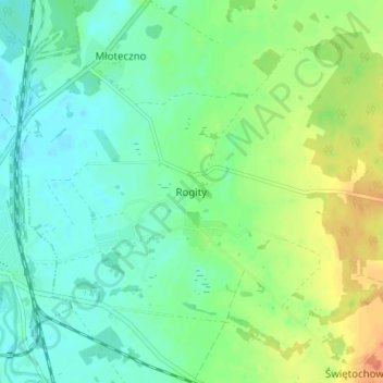 Mapa topográfico Rogity, altitud, relieve