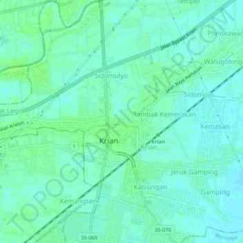Mapa topográfico Kraton, altitud, relieve