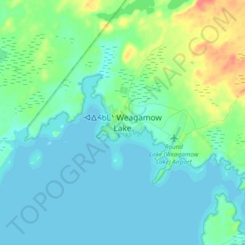 Mapa topográfico Weagamow Lake, altitud, relieve