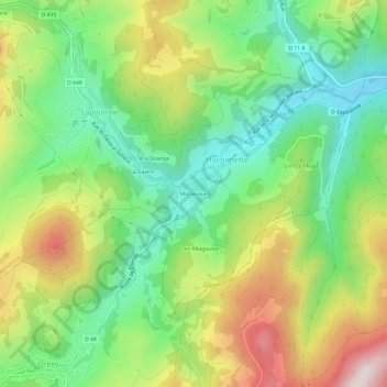 Mapa topográfico Missevaux, altitud, relieve