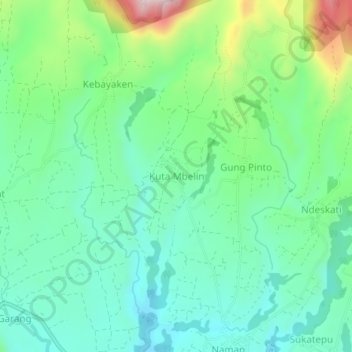 Mapa topográfico Kuta Mbelin, altitud, relieve