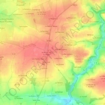 Mapa topográfico La Begassière, altitud, relieve