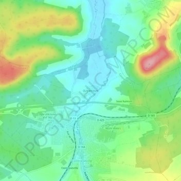 Mapa topográfico Outrancourt, altitud, relieve