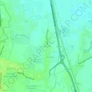 Mapa topográfico Srimukti, altitud, relieve