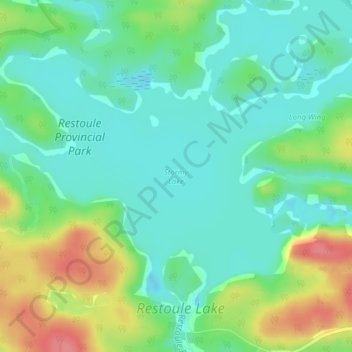 Mapa topográfico Stormy Lake, altitud, relieve