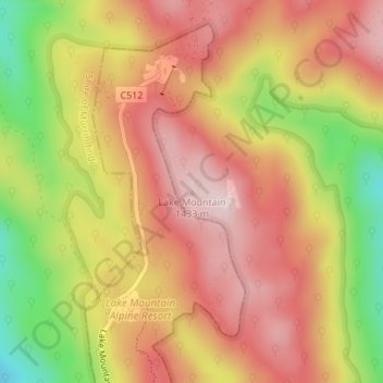 Mapa topográfico Lake Mountain, altitud, relieve