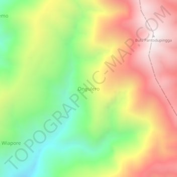 Mapa topográfico Ongulero, altitud, relieve