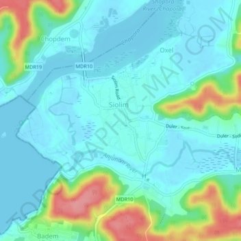 Mapa topográfico Siolim, altitud, relieve