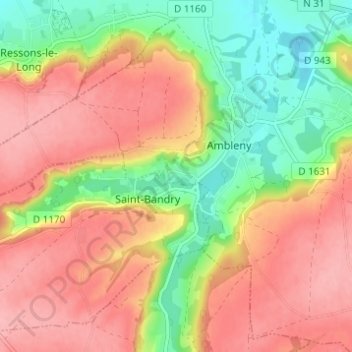Mapa topográfico Le Rollet, altitud, relieve