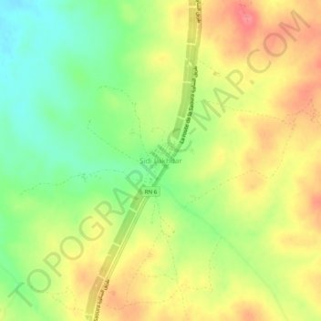 Mapa topográfico Sidi Lakhdar, altitud, relieve