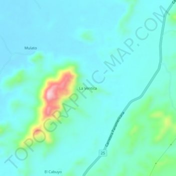 Mapa topográfico La Ventica, altitud, relieve