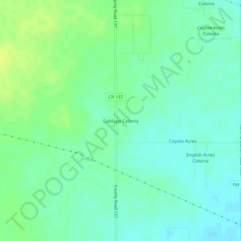 Mapa topográfico Goldapp Colonia, altitud, relieve