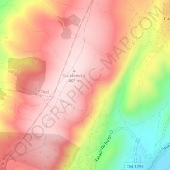 Mapa topográfico Semiduro de Chãos, altitud, relieve