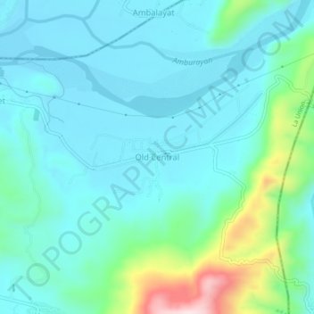 Mapa topográfico Old Central, altitud, relieve