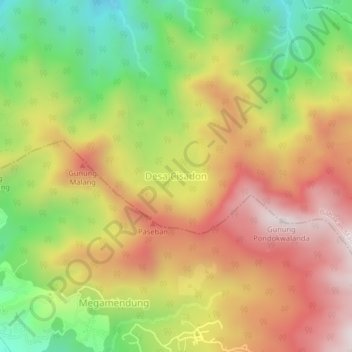 Mapa topográfico Desa Cisadon, altitud, relieve