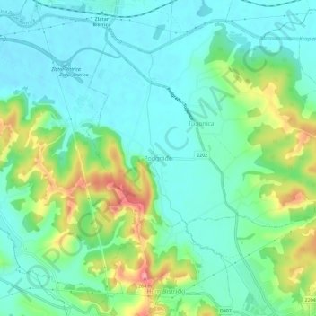 Mapa topográfico Podgrađe, altitud, relieve