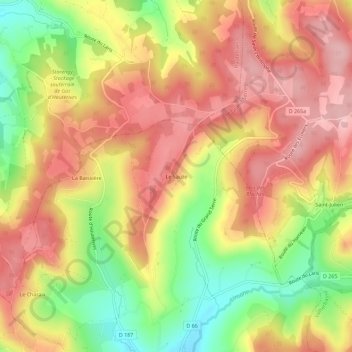 Mapa topográfico Le Sauze, altitud, relieve