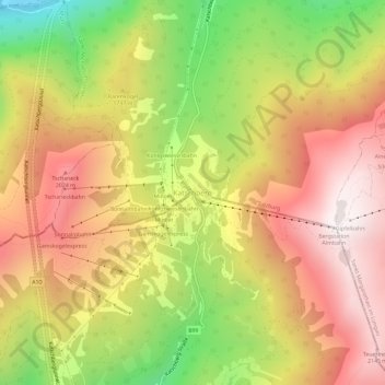 Mapa topográfico Katschberg, altitud, relieve