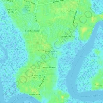 Mapa topográfico Mount Herman, altitud, relieve