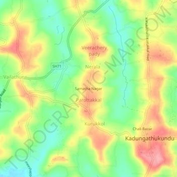 Mapa topográfico Samatha Nagar, altitud, relieve