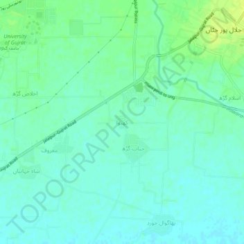 Mapa topográfico Kheewa, altitud, relieve