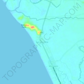 Mapa topográfico San Vicente, altitud, relieve