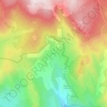 Mapa topográfico Finiels, altitud, relieve
