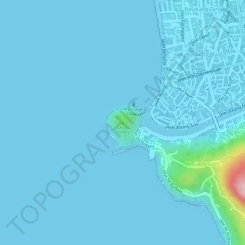 Mapa topográfico Gunung Padang, altitud, relieve