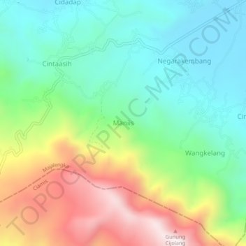 Mapa topográfico Maniis, altitud, relieve