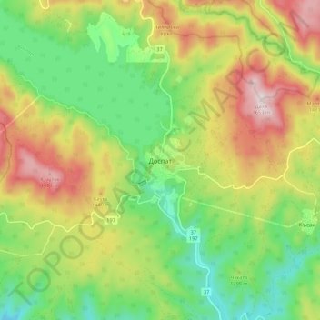 Mapa topográfico Доспат, altitud, relieve