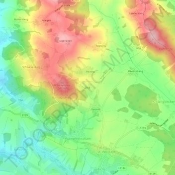 Mapa topográfico Dick, altitud, relieve