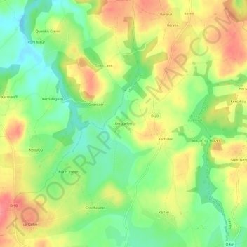 Mapa topográfico Kerguelen, altitud, relieve