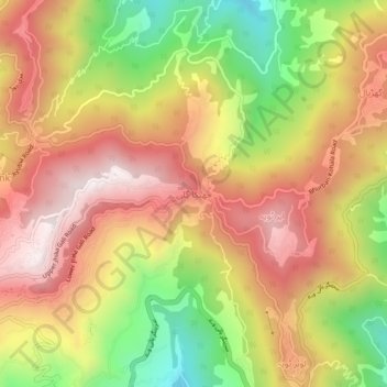 Mapa topográfico Jhika Gali, altitud, relieve