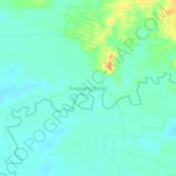 Mapa topográfico Kampung Kapas, altitud, relieve